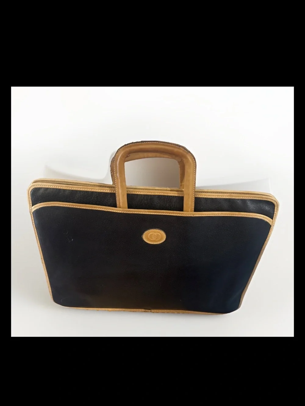 Gucci Black Leather Vintage Briefcase